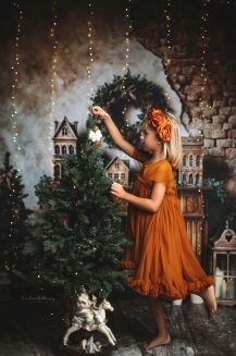 Photographic backdrop for Christmas with brown fireplace t_3133 - 2