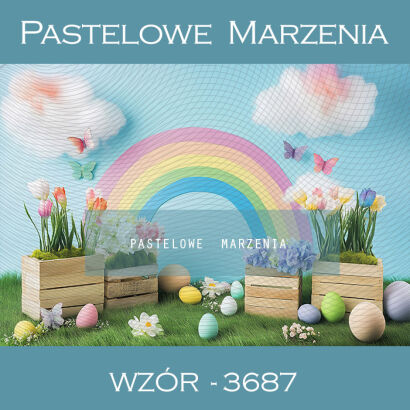 Photographic Easter backdrop with rainbow t_3687