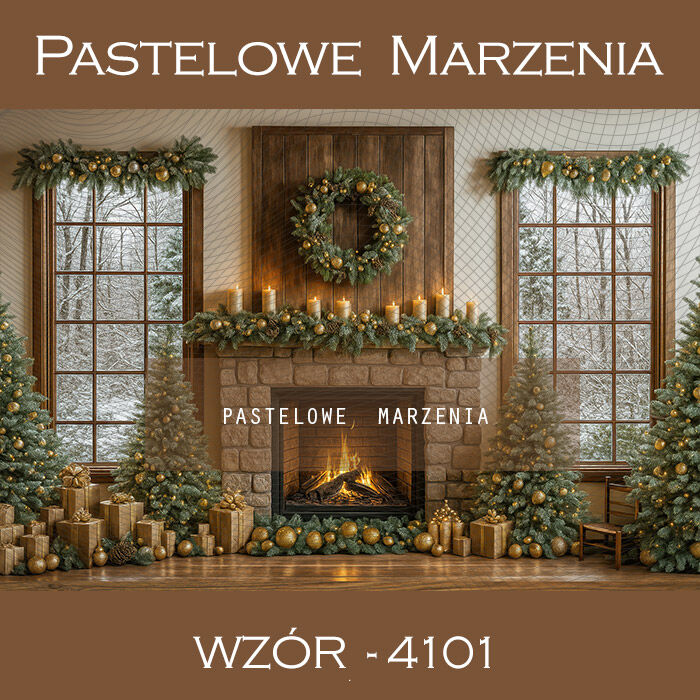 Tło fotograficzne na Boże Narodzenie z kominkiem t_4101