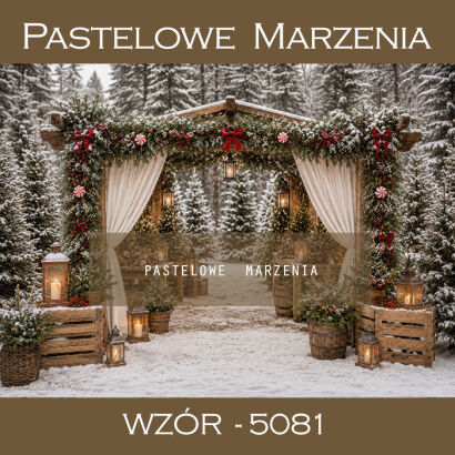 Christmas photographic backdrop with Christmas trees t_5081