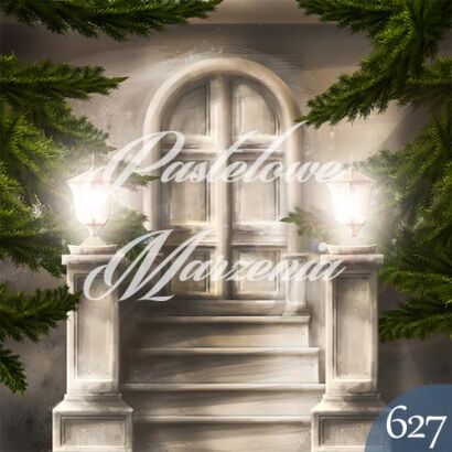 Photographic backdrop for Christmas with white door t_627