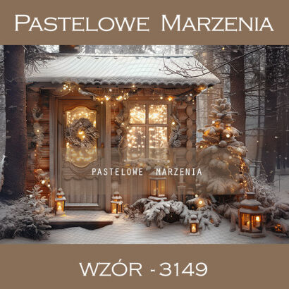 Photographic backdrop for Christmas with a brown house t_3149