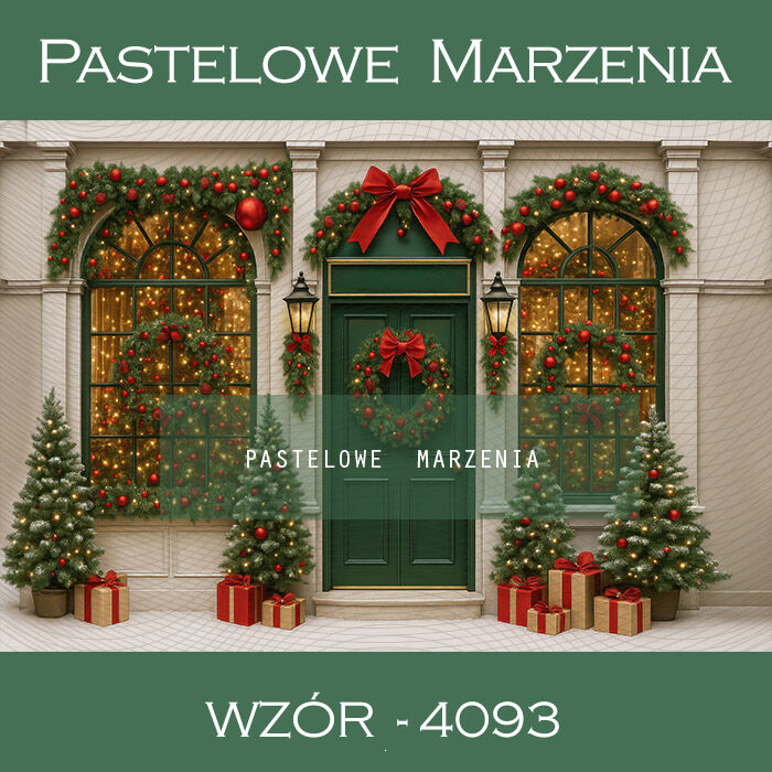 Tło fotograficzne na Boże Narodzenie z oknem t_4093
