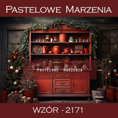 Photographic backdrop for Christmas, red chest of drawers t_2171