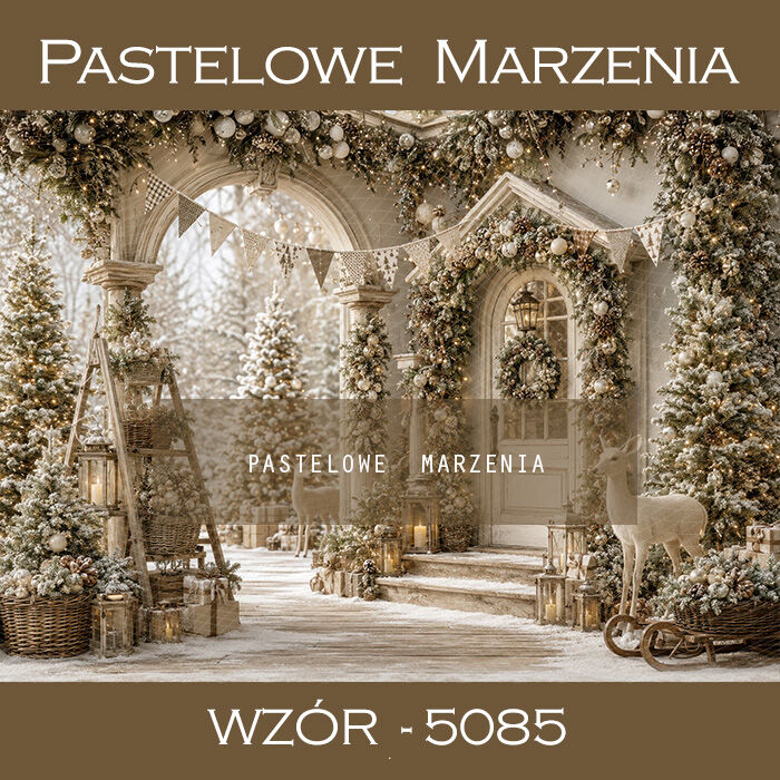 Christmas photographic backdrop with a street t_5085