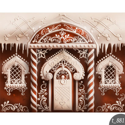 Photographic backdrop for Christmas with gingerbread house t_881