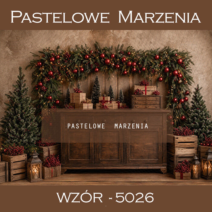 Christmas photographic backdrop with a dresser t_5026