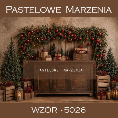 Christmas photographic backdrop with a dresser t_5026