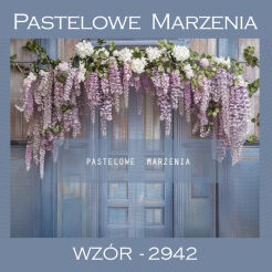 Photographic backdrop with doors, flowers t_2942